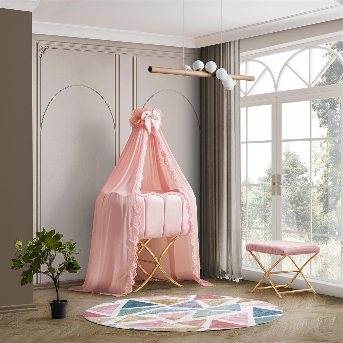 Patut bebelusi cu balansoar: Papatya pink