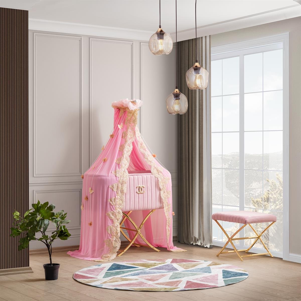 Patut bebelusi cu balansoar: Yasmin pink