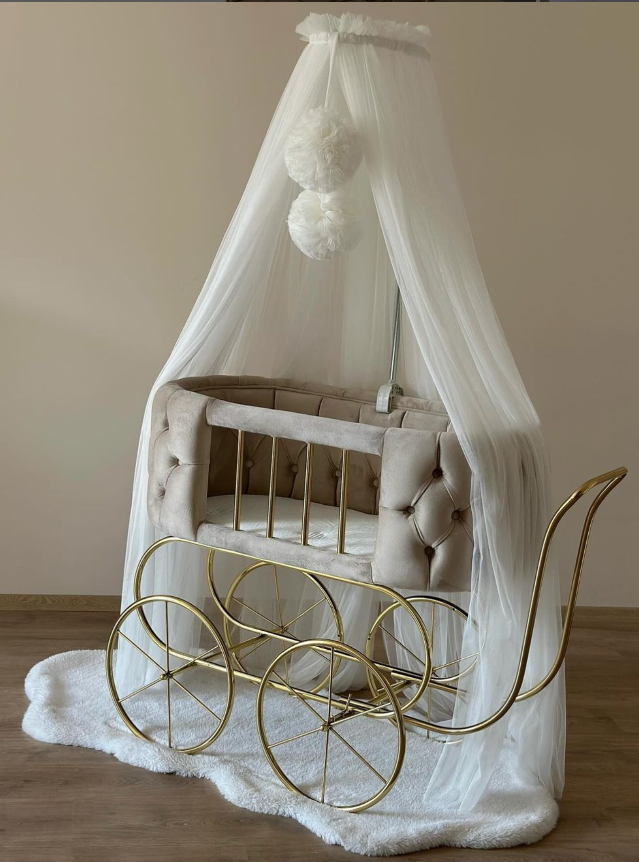 Patut cu roti pentru bebelusi  - BLUE KING